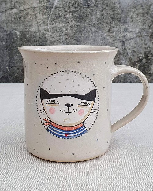 Malovaný keramický hrnek s kočičkou 350 ml