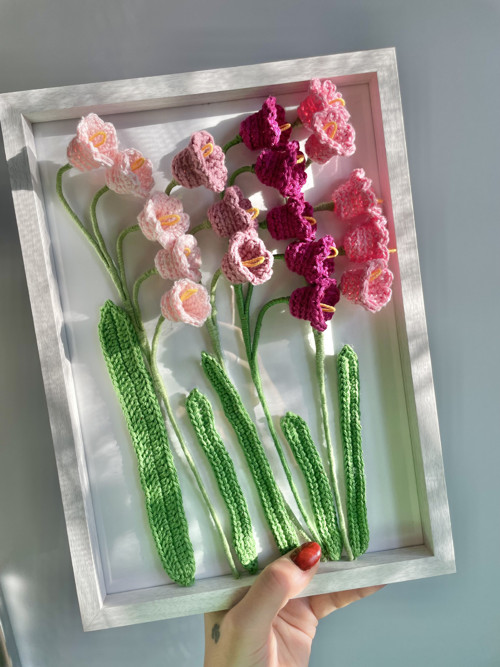 Háčkované zvonečky v rámu