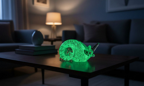 Skleněný šnek s fluorescenčním pigmentem
