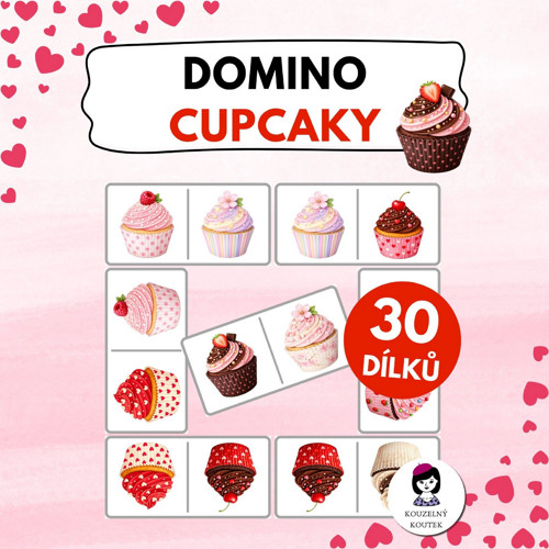 Domino Cupcaky - Valentýn | valentýnský | Srdce