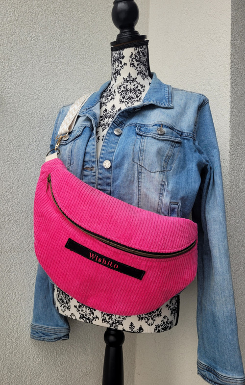 Crossbody ledvinka XL růžovka