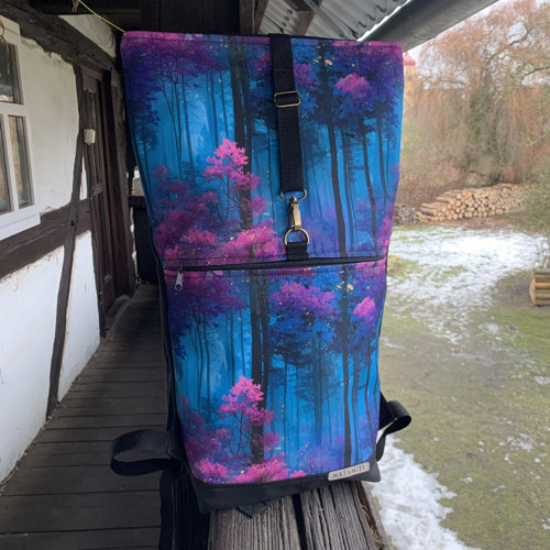 Modro růžový les + přední kapsa na zip — foto 1