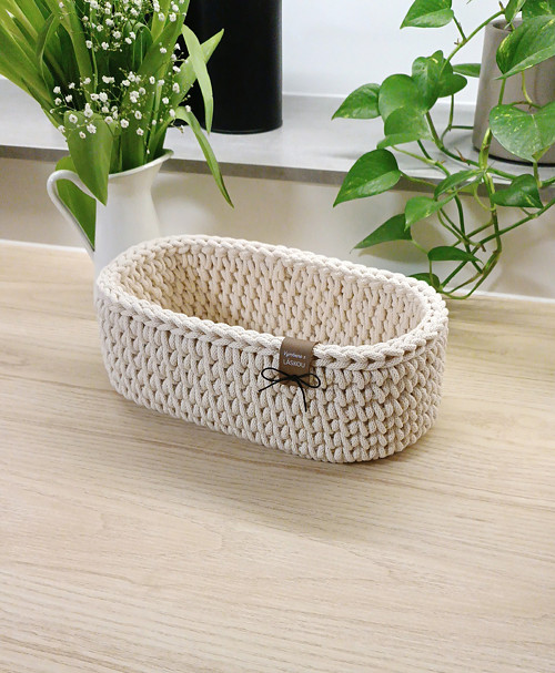 Velký háčkovaný košík 30 x 15 cm
