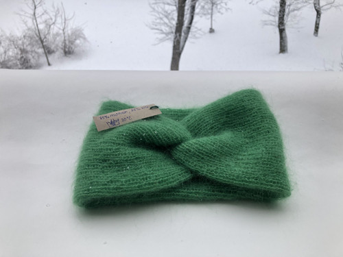 Dvouvrstvá mohérová čelenka – zelená