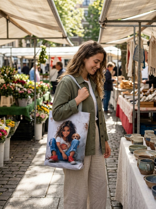Nepromokavá taška přes rameno - Dívka s pejskem