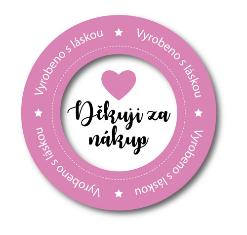 Samolepka - Děkuji za nákup, vyrobeno s láskou