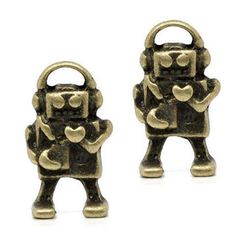 Bronzový přívěsek - robot, 2 kusy — foto 1