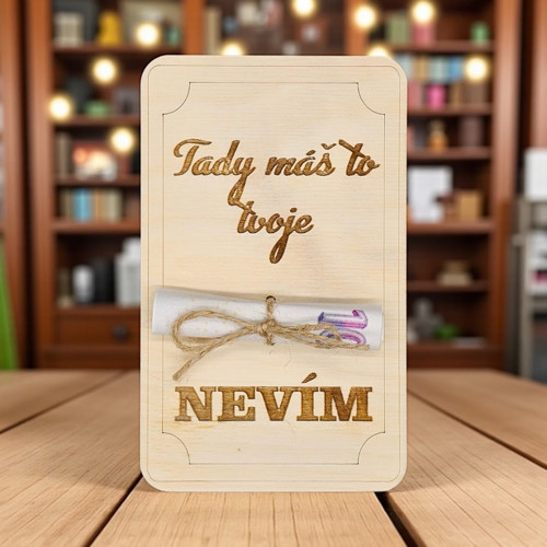 Jednoduchá dárková karta na peníze. Nevím