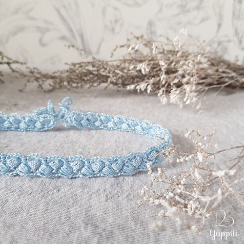 Úzký nebeský krajkový choker #1, délka vzoru 33 cm
