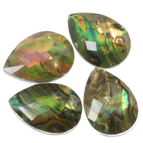 Paua mušle fazetovaný kabošon, 18x13 mm