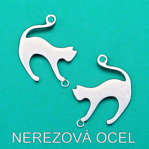 NEREZOVÁ OCEL - kočka / kočička, dvě závěsná očka
