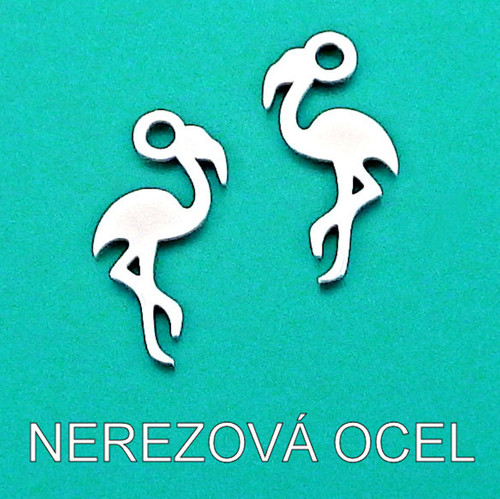 NEREZOVÁ OCEL - přívěsek ptáček / plameňák