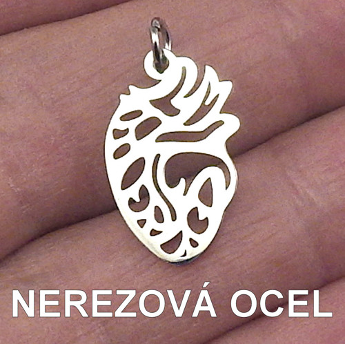 NEREZOVÁ OCEL - přívěsek lidské srdce / srdíčko
