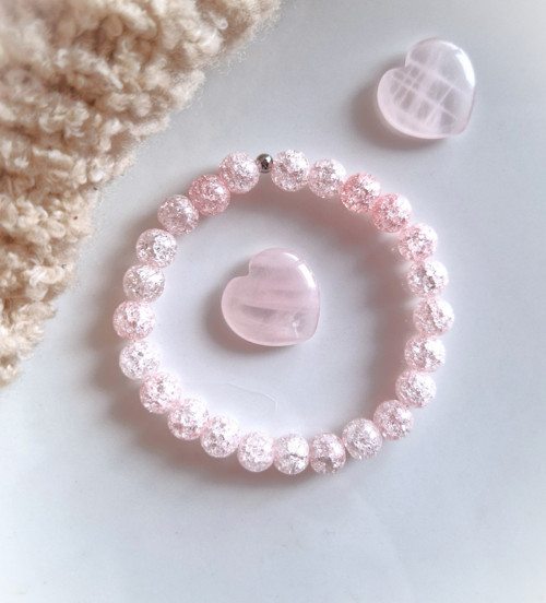Praskaný křišťál*baby pink*náramek