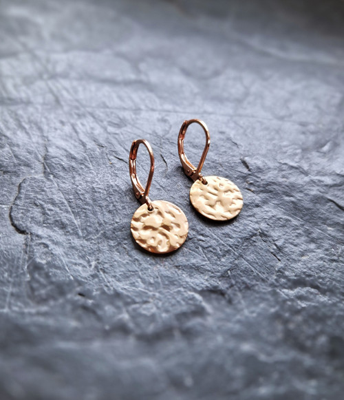 Ocelové náušnice*mince tepané*1,2cm*rosegold