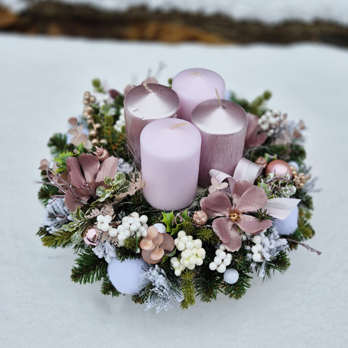 Adventní věnec / umělý / - rose