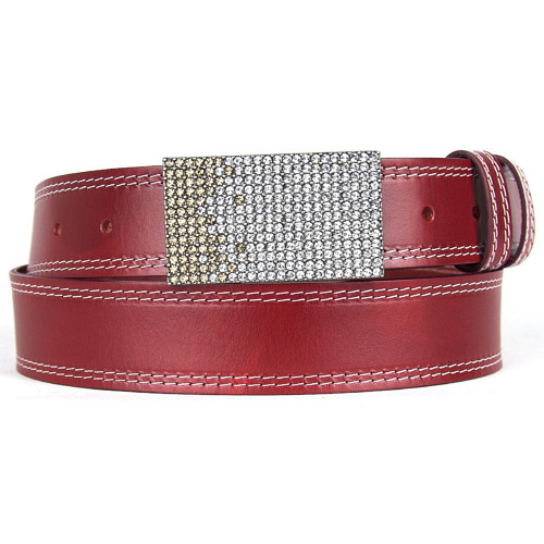 Limitovaný opasok z pravej kože Swarovski Brown