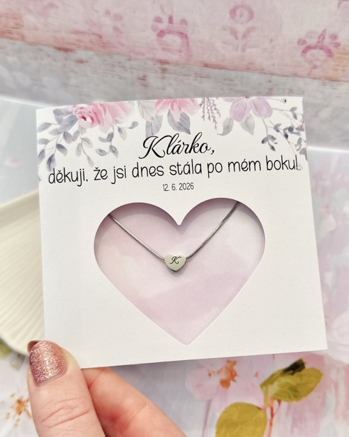 Náhrdelník "hádek" s gravírovaným srdíčkem - ocel