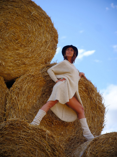 Boho pletené návleky na nohy - Soft beige (S,M,L)