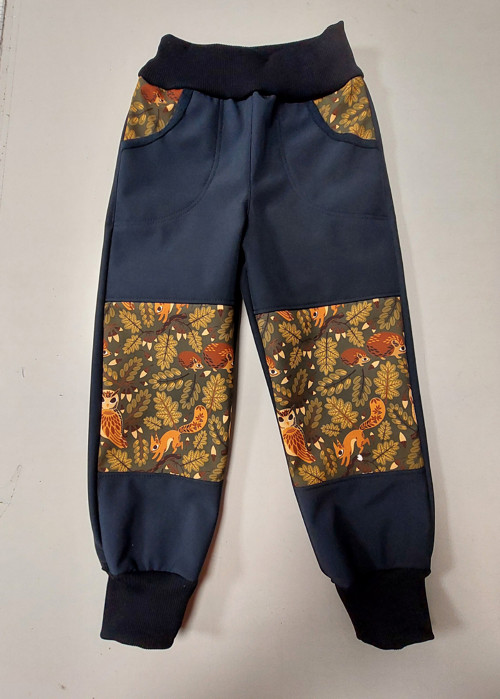 Kalhoty softshell, Navy a lesnízvířátka v.92