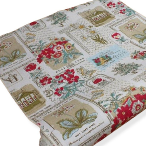 Dekorační látka s vintage potiskem š. 48 cm - 4 m