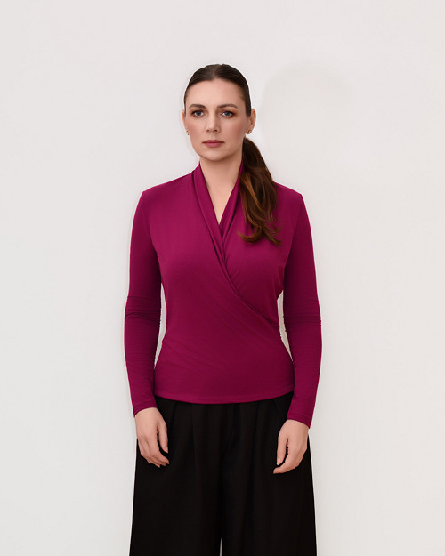 Zavinovací halenka v barvě burgundy