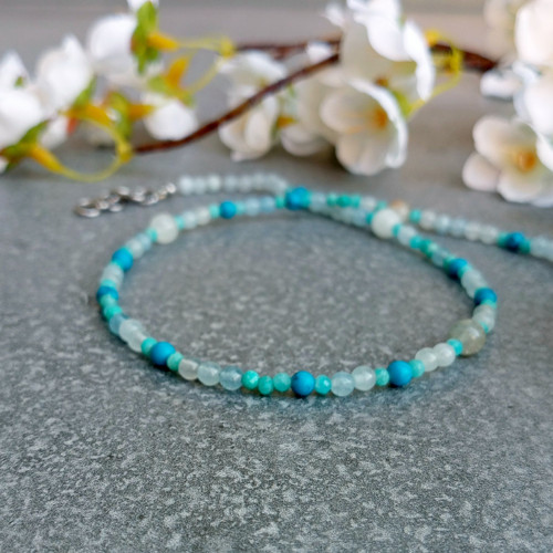 Akvamarín s tyrkysem choker