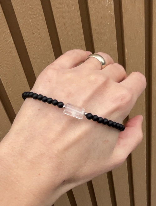 Pánsky náramok onyx, krištáľ — foto 1