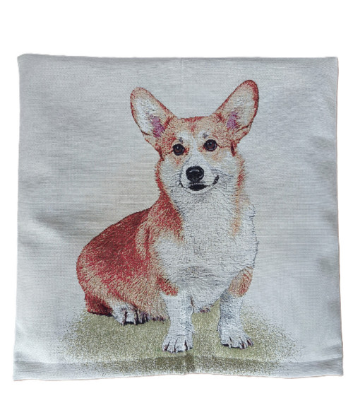 Gobelínový povlak na polštář - pejsek corgi.
