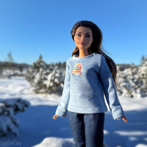 Mikina pro baculku Barbie - knížky a květiny