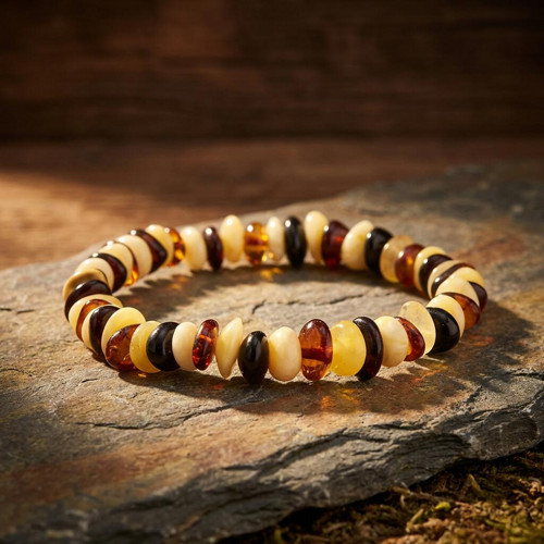 Jantarový multicolor náramek (pravý jantar)