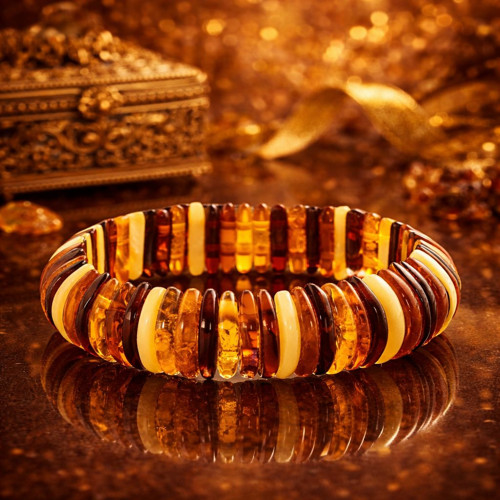 Luxusní jantarový náramek Princess - 34g