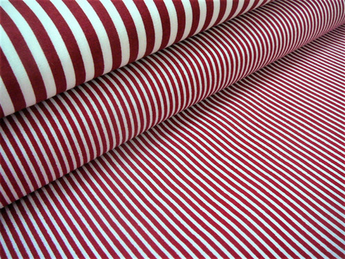 Metráž - vínový a bílý proužeček - šíře 150cm