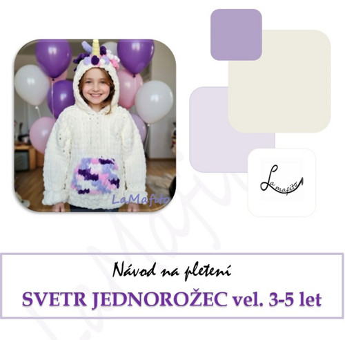 Jednorožec svetr vel. 3-5 let -návod- — foto 1