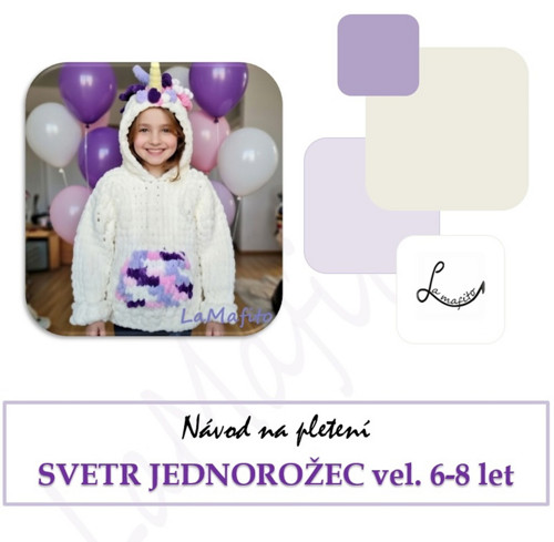Jednorožec svetr vel. 6-8 let -návod-