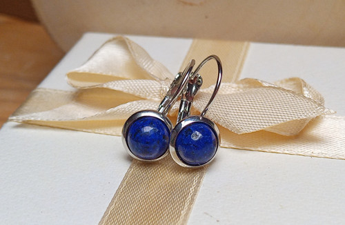 Lapis lazuli elegantní náušnice chirurgická ocel