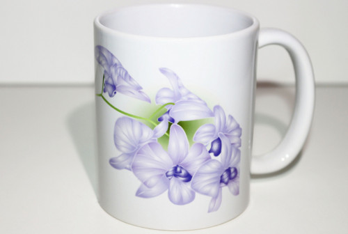 Květinový hrnek- fialová orchidej