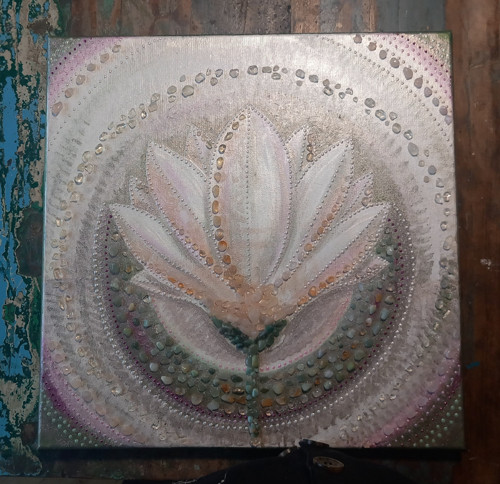 Lotos s minerály obraz 40 x 40 cm