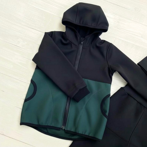 Softshell bunda dětská tm.zelená/černá Fleece — foto 1