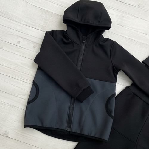 Softshell bunda dětská šedá/černá Fleece