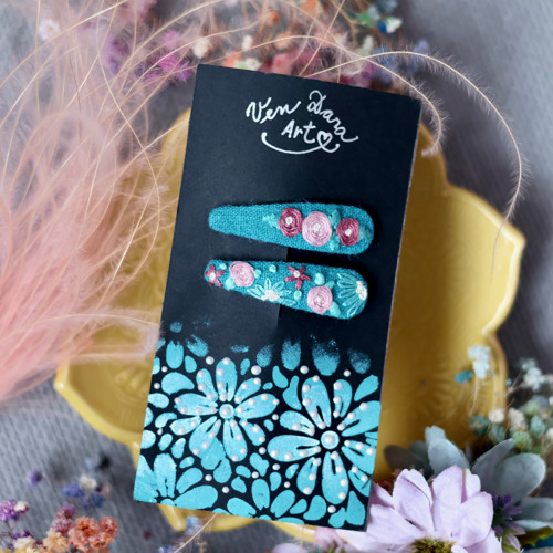 Set vyšívaných sponek - Turquoise