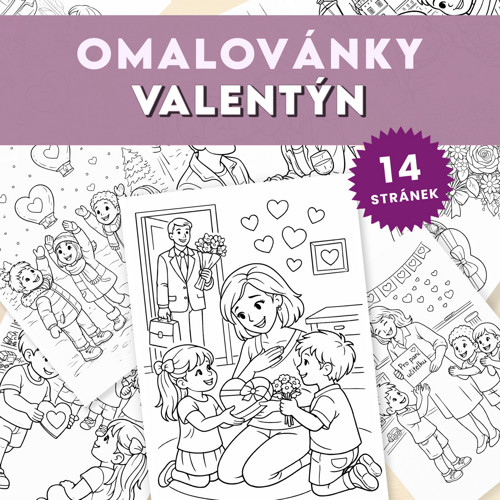 Valentýnské omalovánky –láska, přátelství a radost