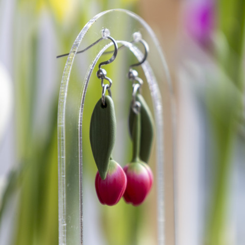 Náušnice - malinové tulipány — foto 1