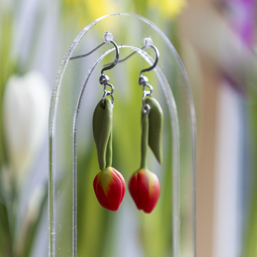 Náušnice - červené tulipány — foto 1