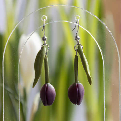 Náušnice - vínové tulipány — foto 1