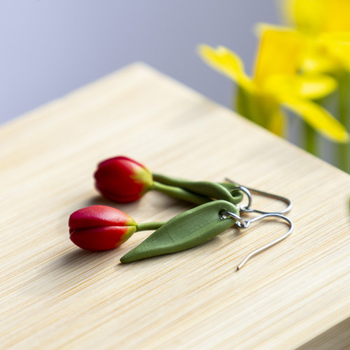 Náušnice - červené tulipány — foto 1