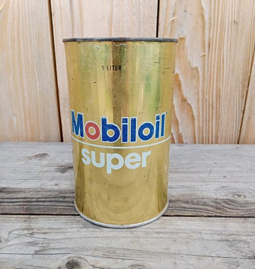 Retro plechovka od oleje MOBILOIL SUPER- dekorace