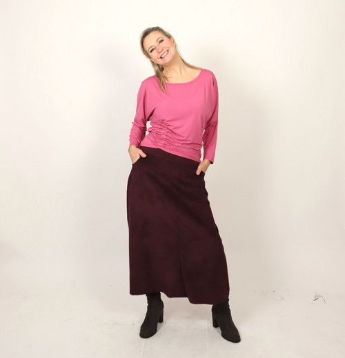 Manžestrová áčková sukně lilková