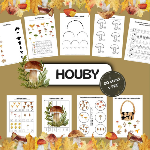 Houby - soubor aktivit (PDF k tisku)