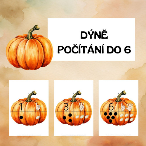 Dýně - počítání do 6 (PDF k tisku)